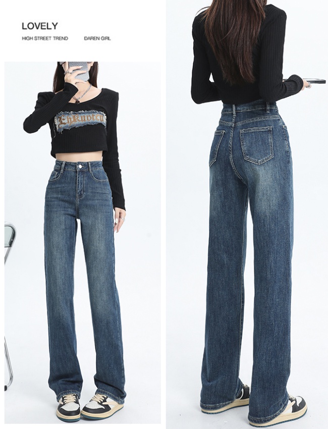 Straight pants spring wide leg jeans for women