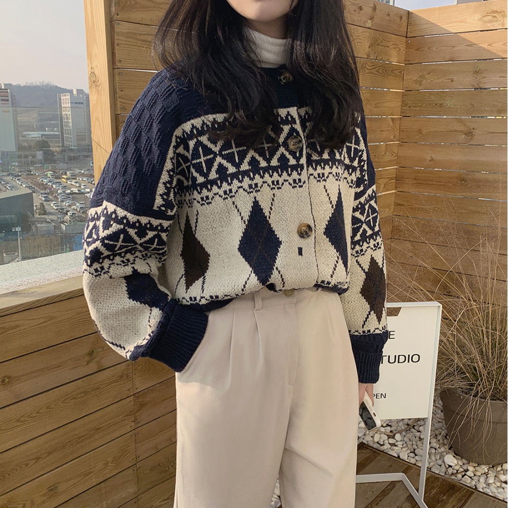 Lazy fashion cardigan knitted loose sweater for women