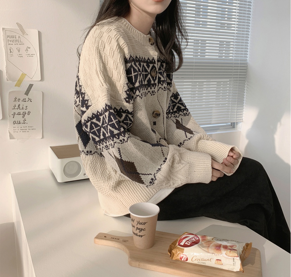 Lazy fashion cardigan knitted loose sweater for women