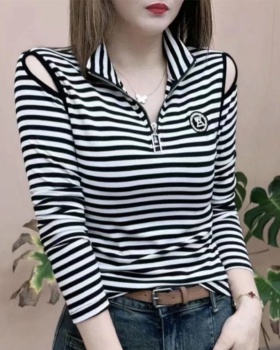 Bottoming spring simple strapless fashion half zip tops