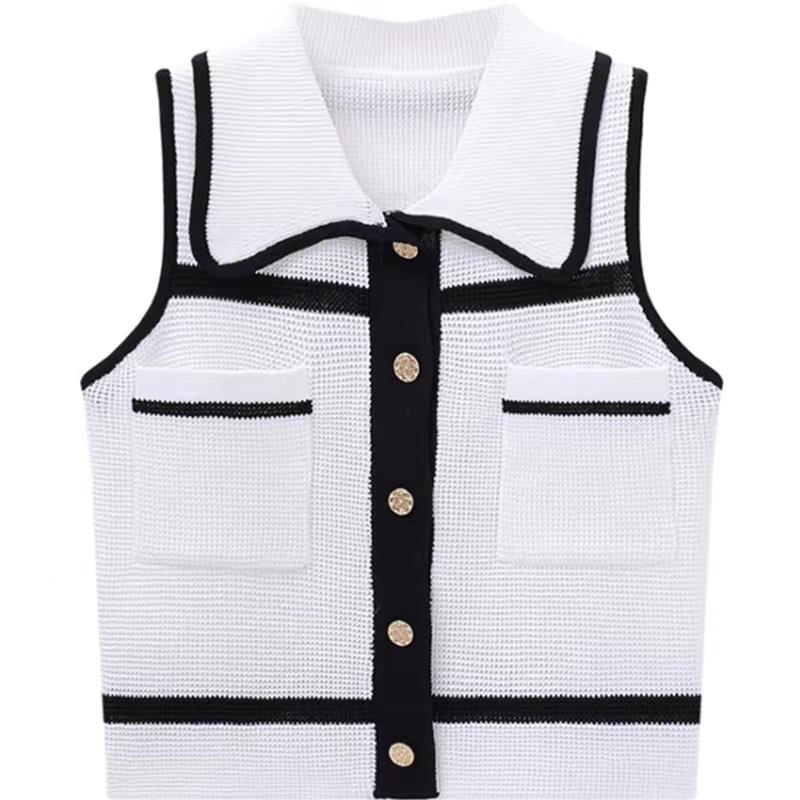 Mixed colors sleeveless vest splice tops for women