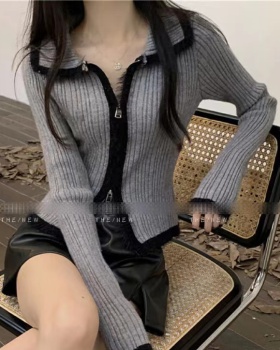 Double zip sweater short tops for women