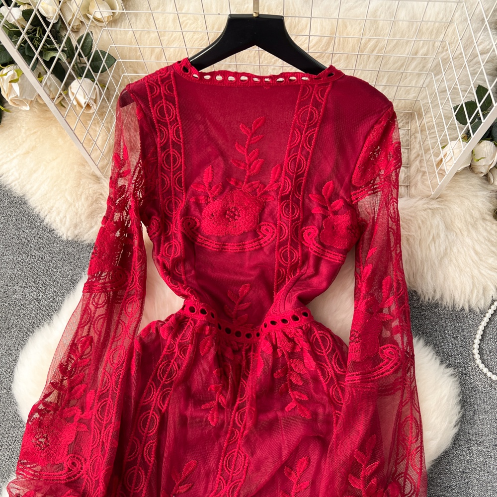 Spring vacation long dress lace sexy dress for women
