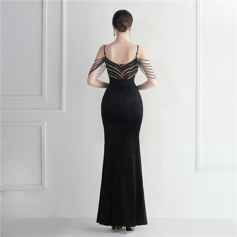 Sling long annual meeting sequins prom evening dress