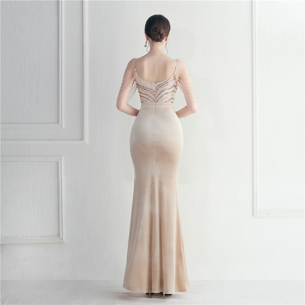 Sling long annual meeting sequins prom evening dress