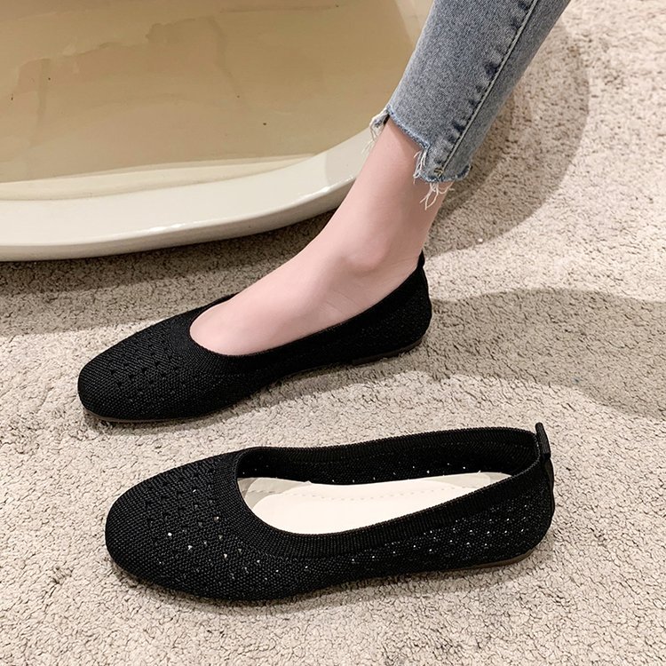 Low flattie square head peas shoes for women