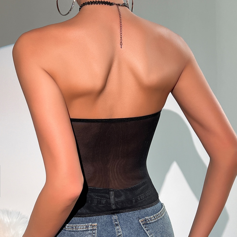 Splice European style corset gauze diamond tops for women