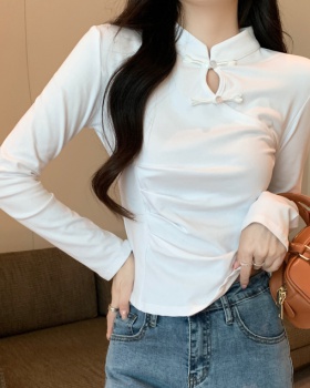 Long sleeve cstand collar tops spring T-shirt for women