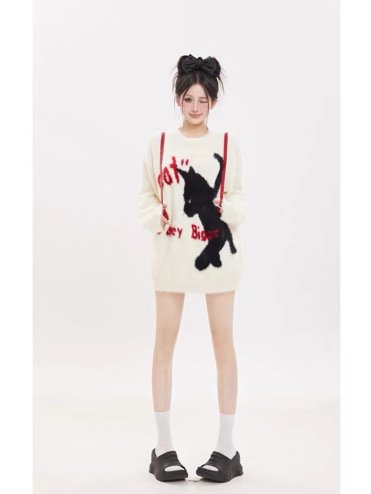 Spicegirl kitty lazy sweater for women