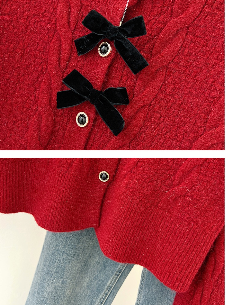 Red liangsi twist cardigan spring loose coat