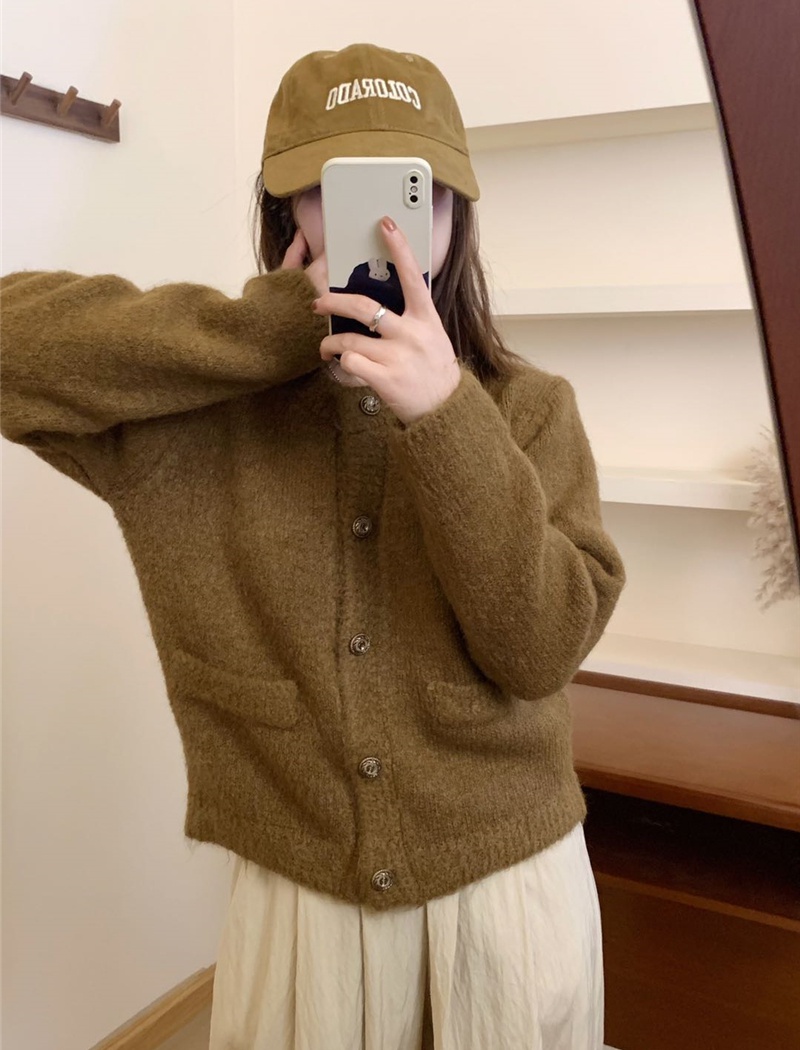 Loose spring multicolor cardigan knitted lazy short sweater