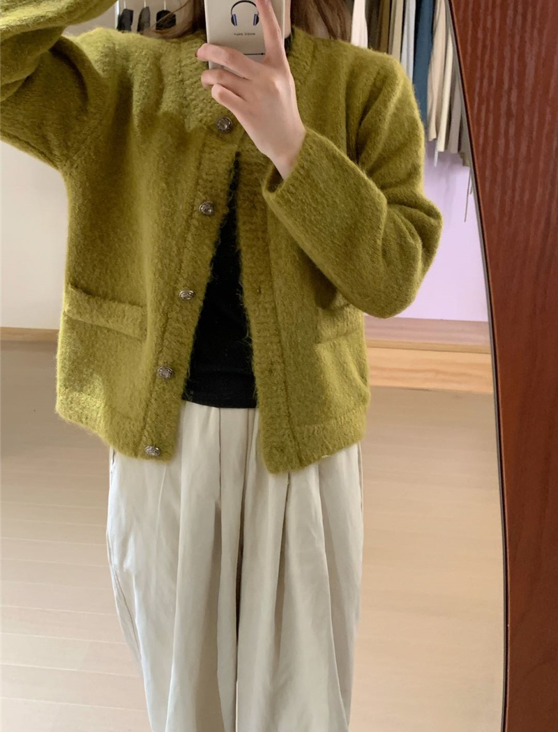 Loose spring multicolor cardigan knitted lazy short sweater