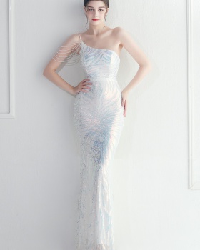 Long sling sequins evening dress mermaid banquet dress