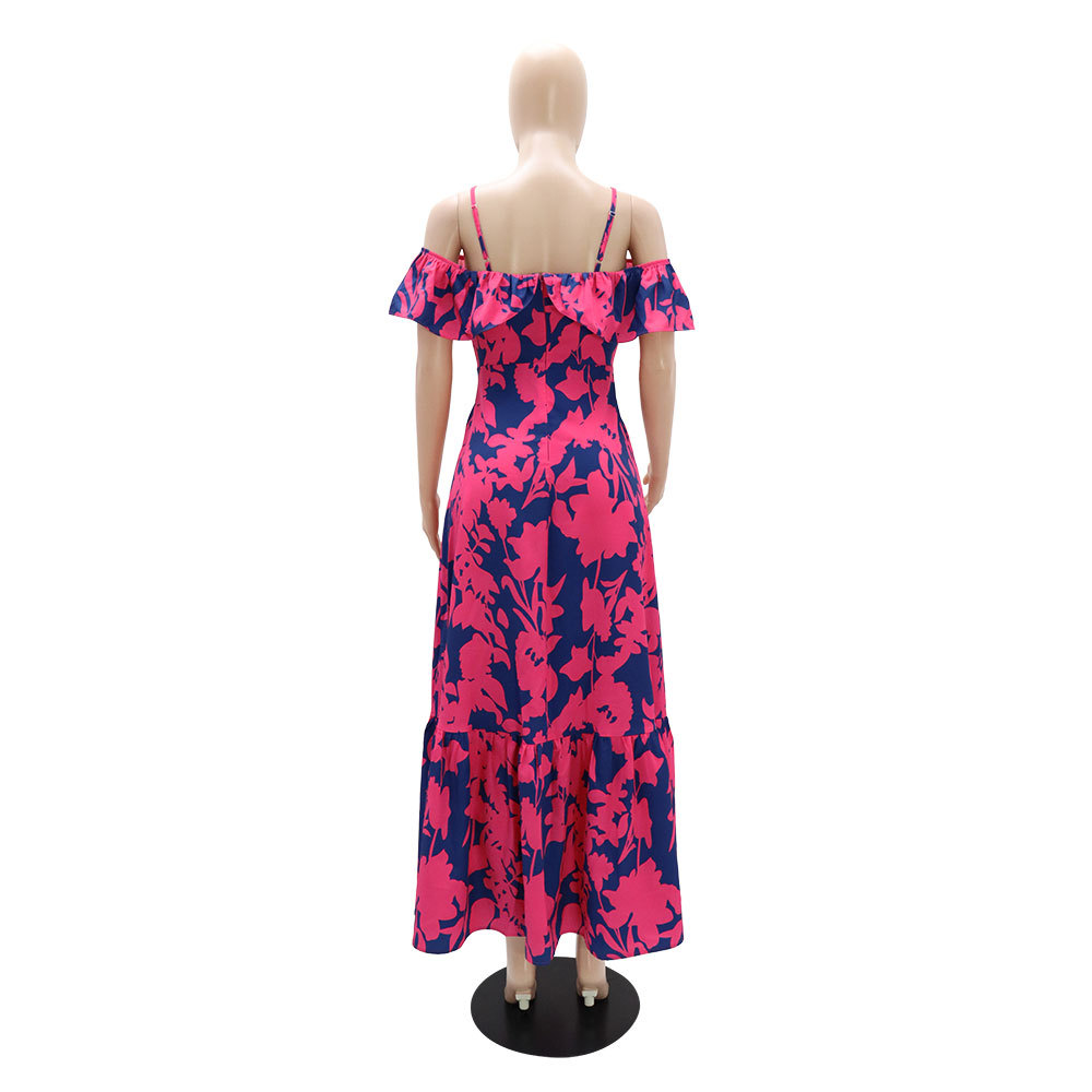 Halter fashion long dress printing dress