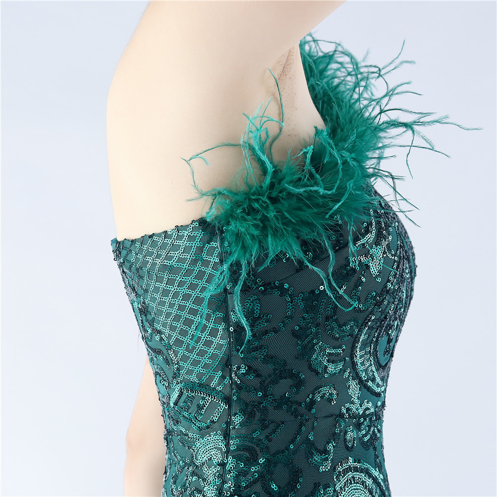 Gauze stitching sequins evening dress