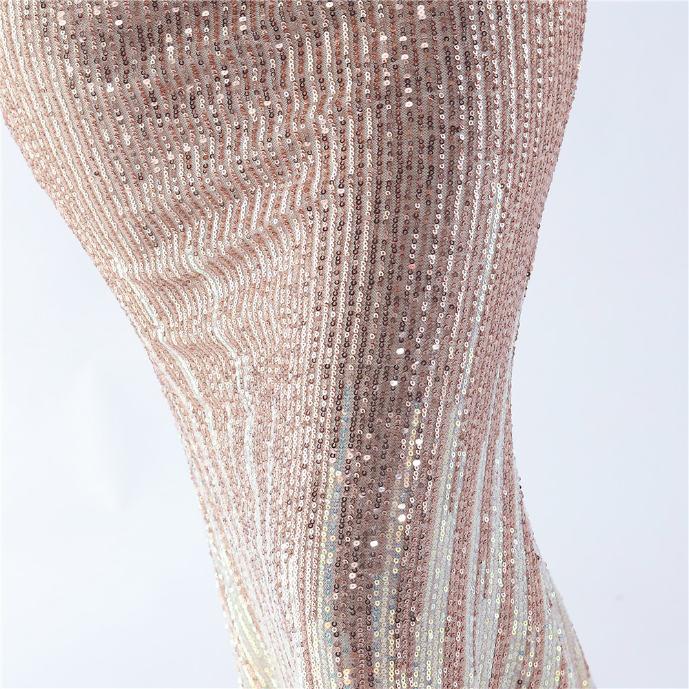 Sequins gradient short sleeve evening dress