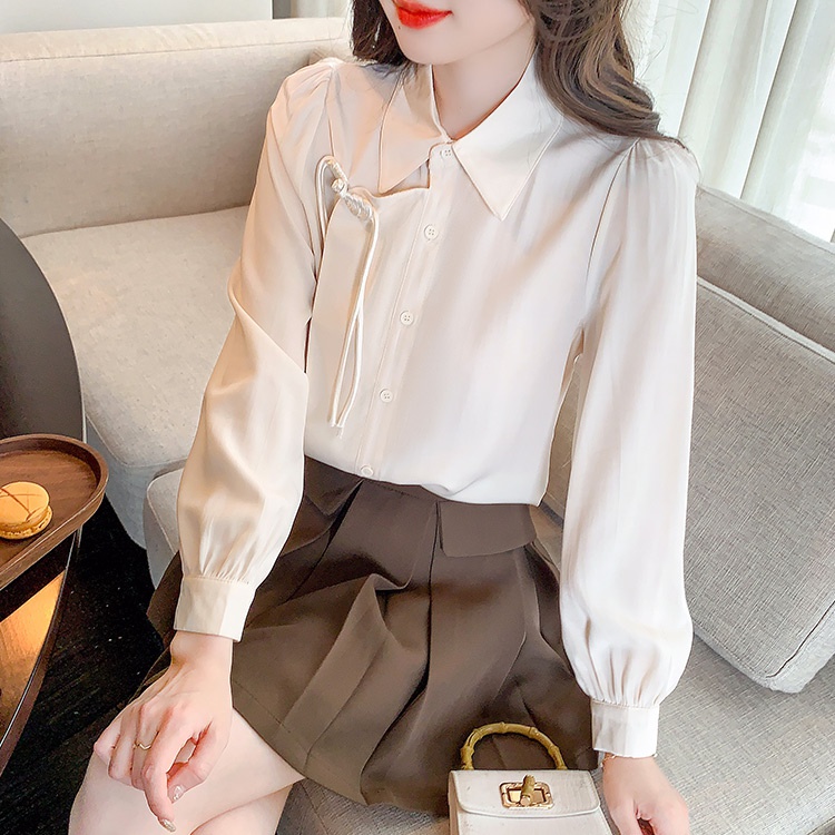 Apricot Chinese style shirt temperament tops for women