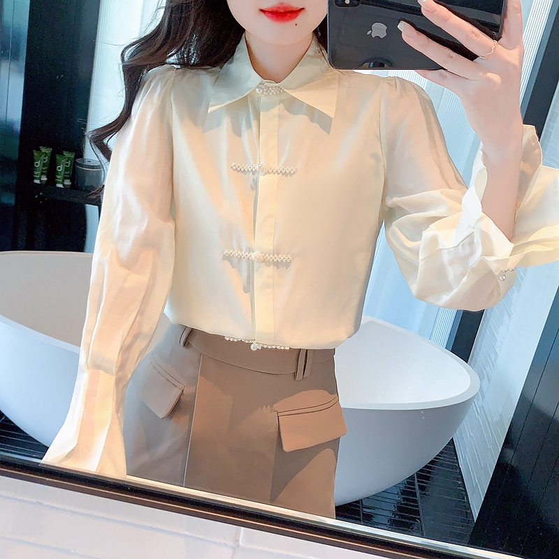 Niche spring and autumn shirt Chinese style tops for women