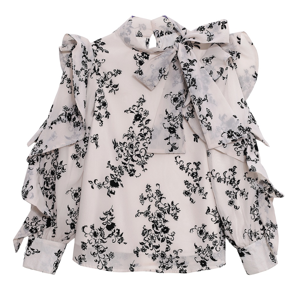 Lotus leaf edges spring and autumn tops floral shirt