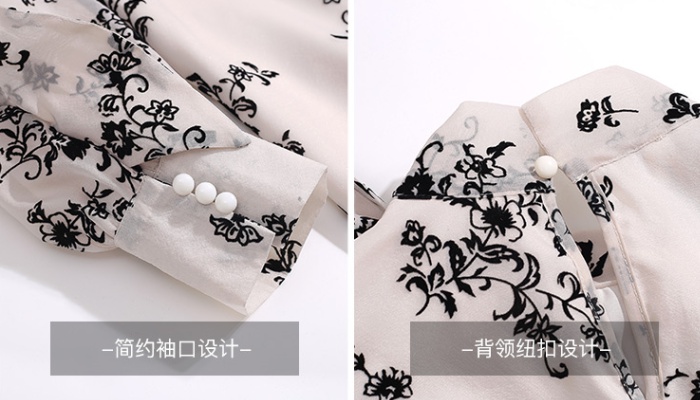 Lotus leaf edges spring and autumn tops floral shirt