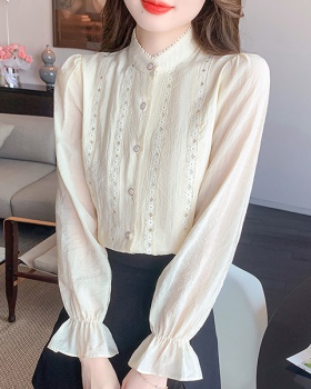 Retro France style embroidery temperament spring shirt