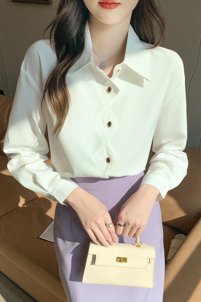Spring chiffon shirt commuting white small shirt