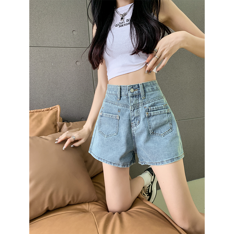 All-match washed shorts large yard short jeans for women