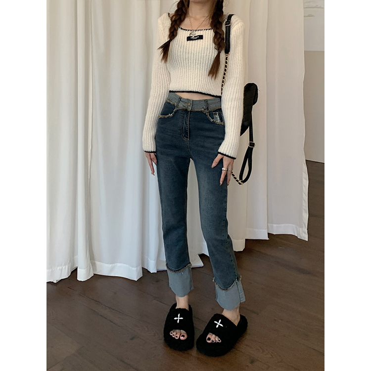 Spring and autumn mixed colors slim jeans for women