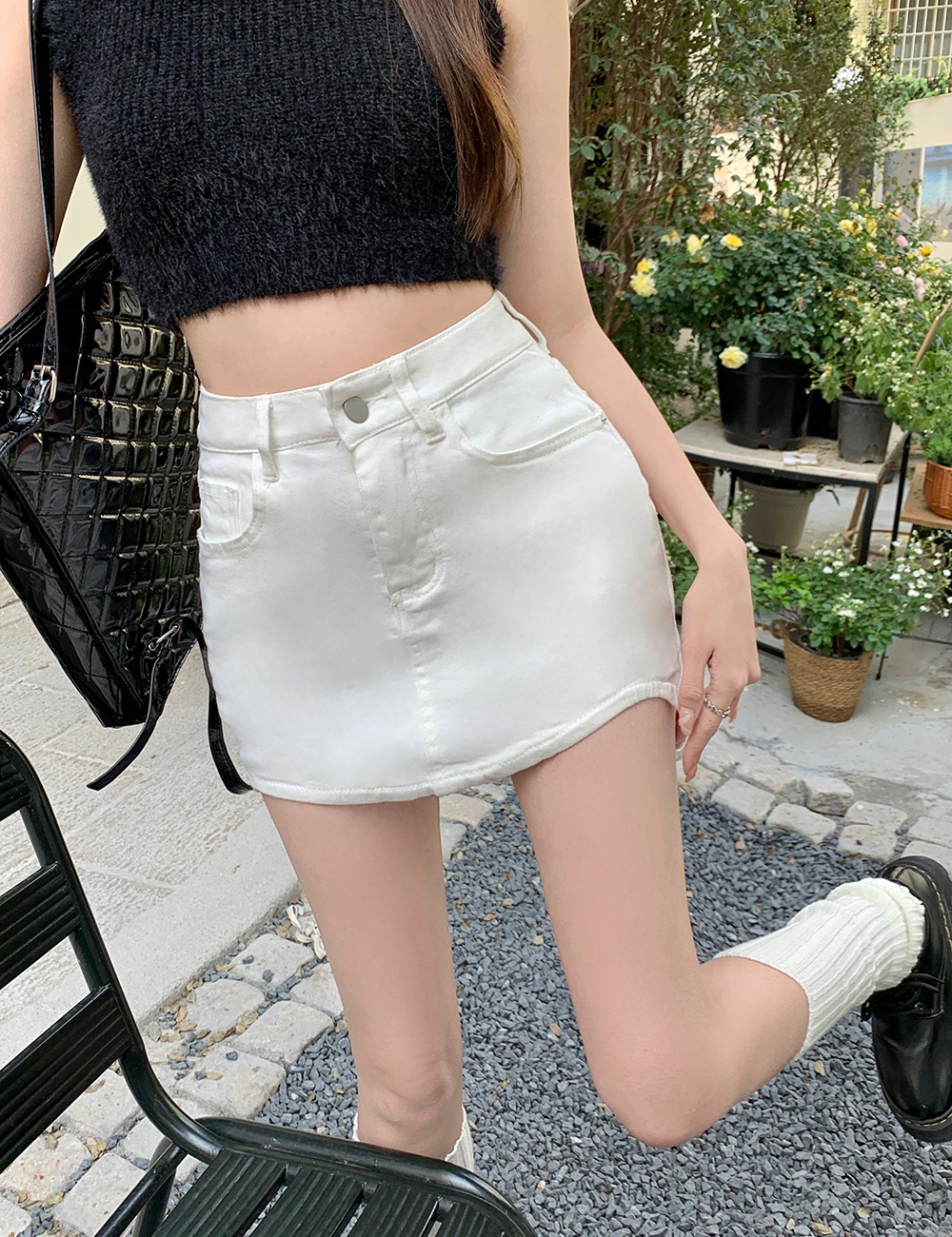 Elasticity spicegirl skirt high waist summer denim skirt
