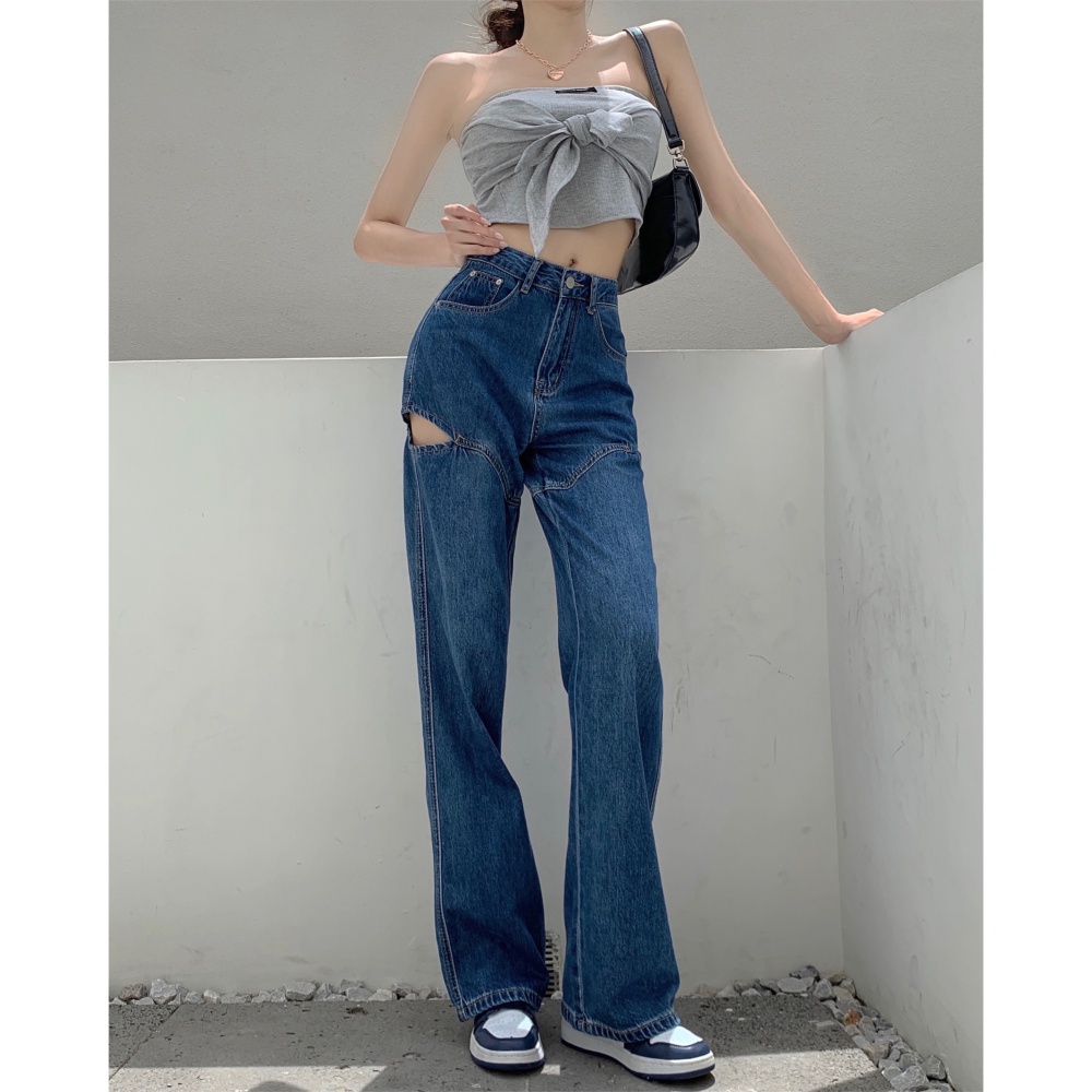 Holes retro long pants Korean style fashion jeans