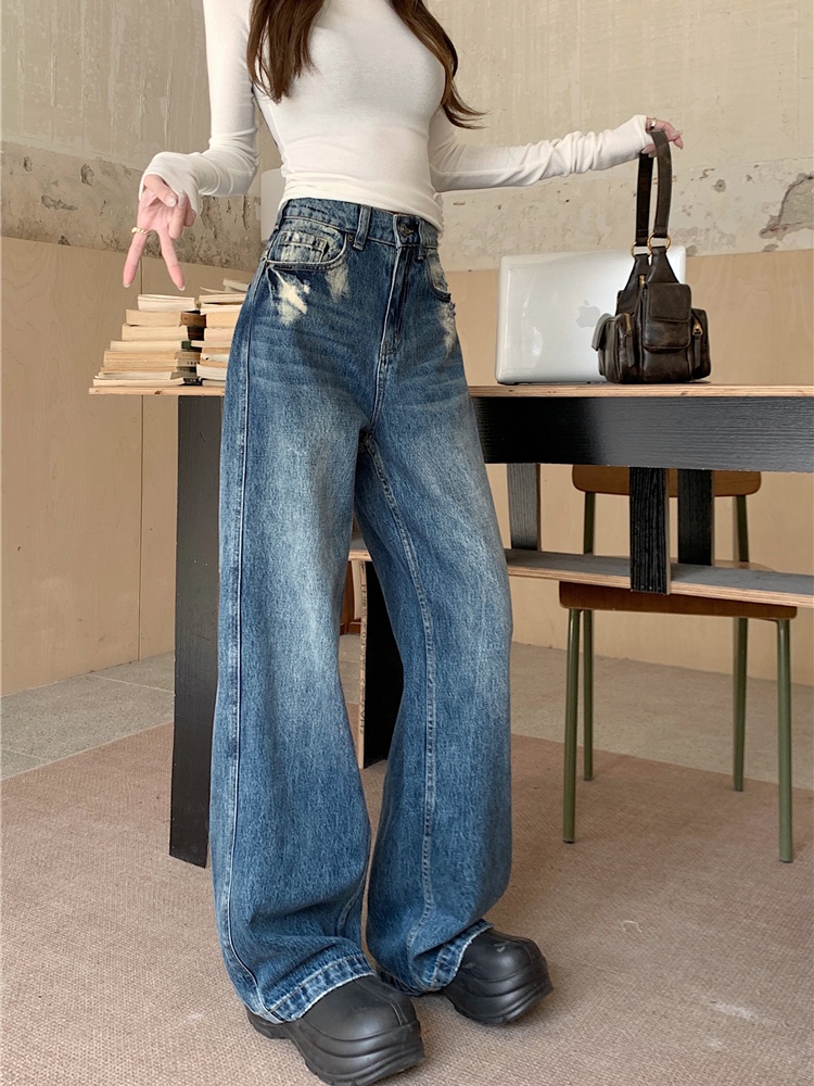 All-match slim retro long pants worn high waist jeans