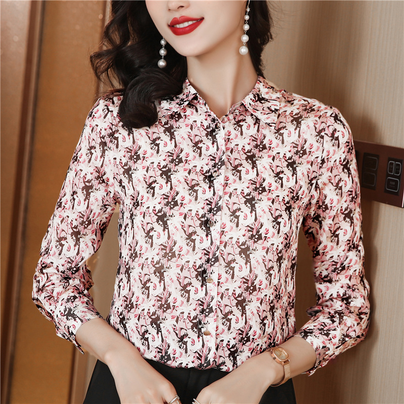 Lapel retro shirt elegant tops for women