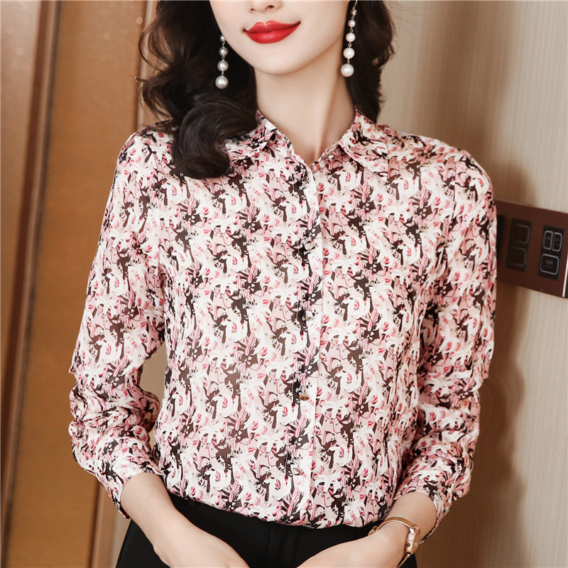 Lapel retro shirt elegant tops for women