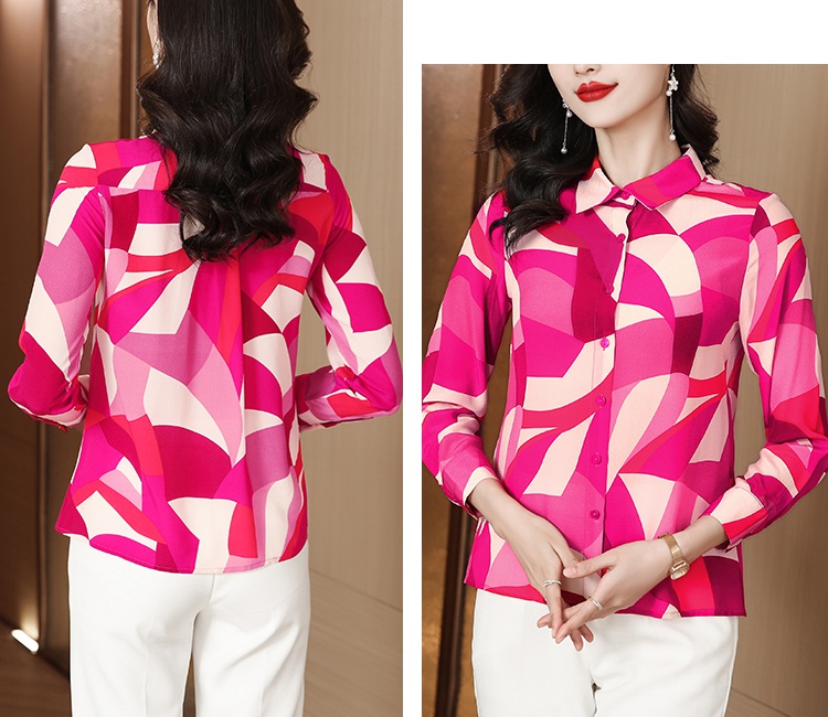 Spring long sleeve tops silk unique shirt for women