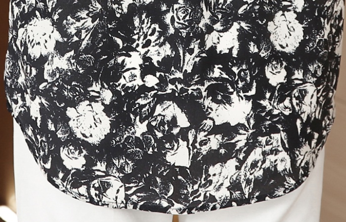 Real silk retro black-white shirt rose silk tops for women