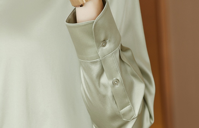 Real silk spring silk tops satin long sleeve shirt for women