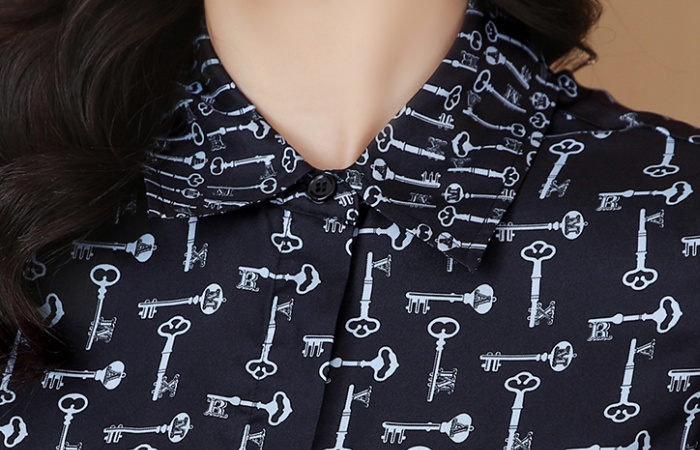 Real silk twill key printing shirt for women
