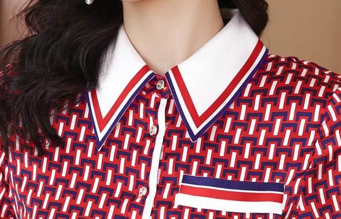 Satin splice tops silk long sleeve shirt for women
