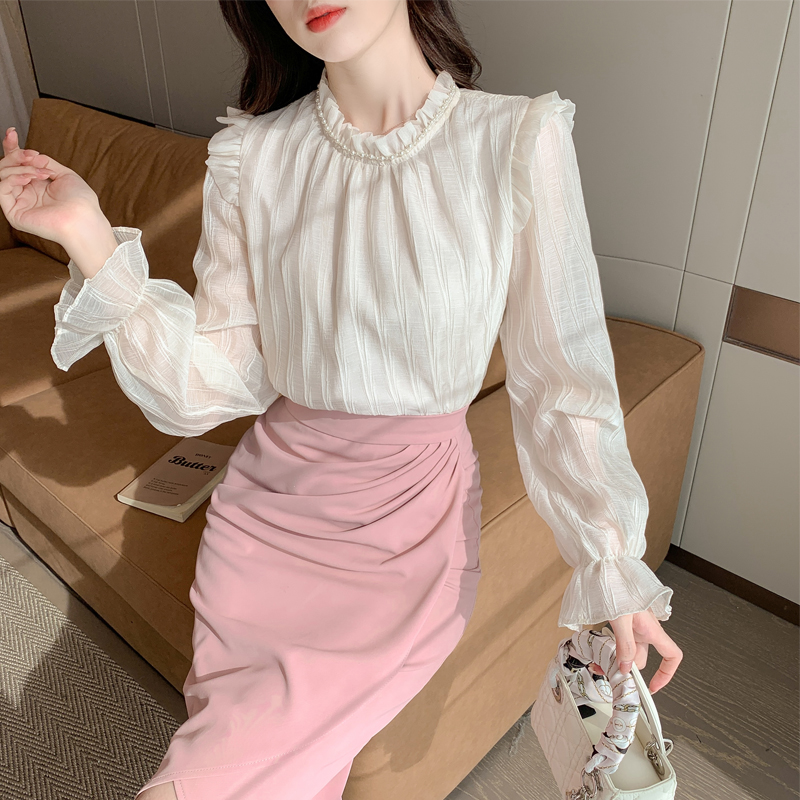 Cstand collar tops spring small shirt for women