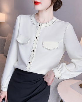 Commuting beige shirt Western style spring tops for women