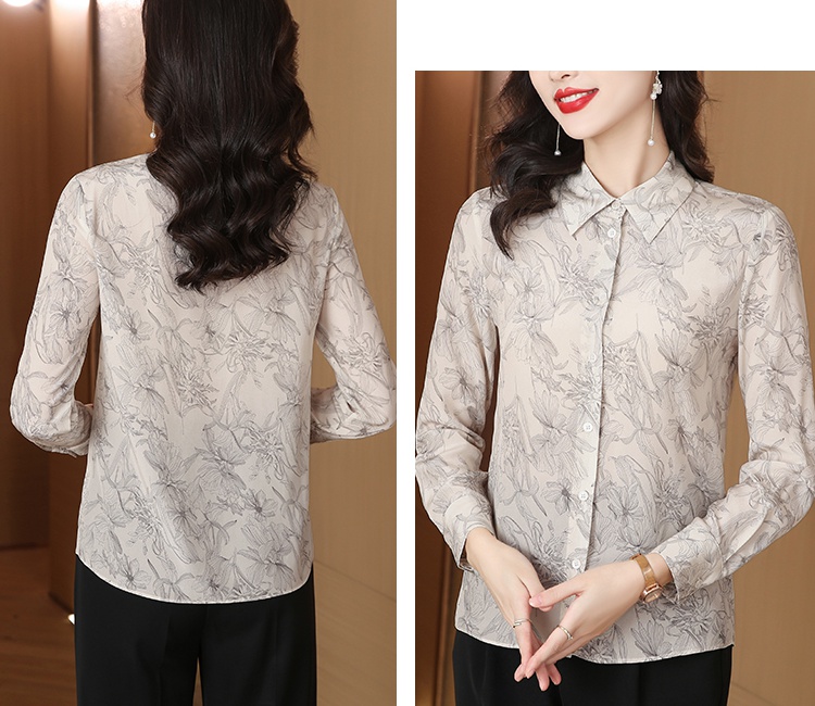 Real silk commuting shirt printing tops for women