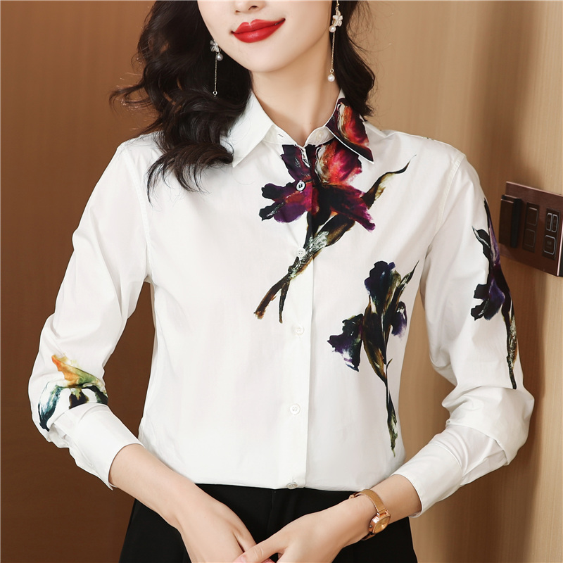 Temperament white tops France style spring shirt