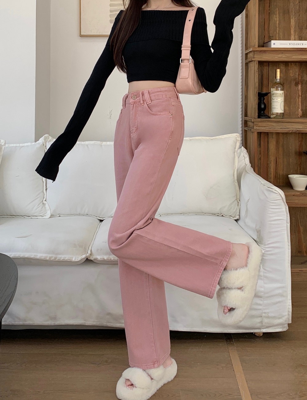 Loose multicolor jeans mopping long pants for women
