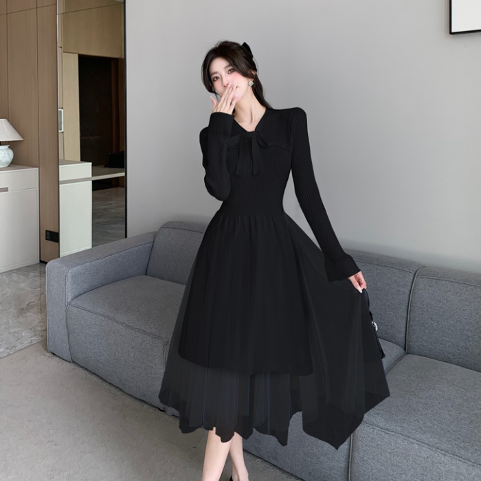 Tender sweater dress France style dress for women