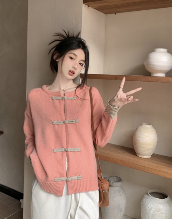 Retro Chinese style slim loose lazy sweater