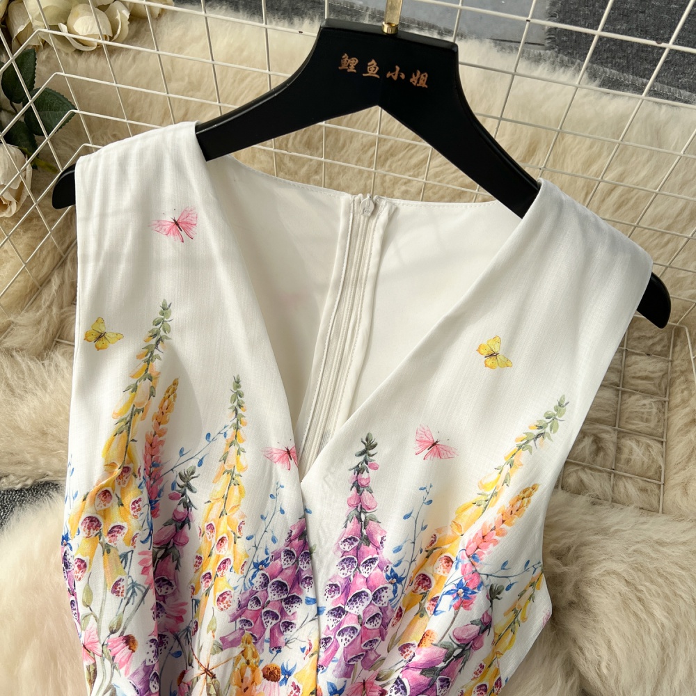 Lotus leaf edges sleeveless dress long dress for women
