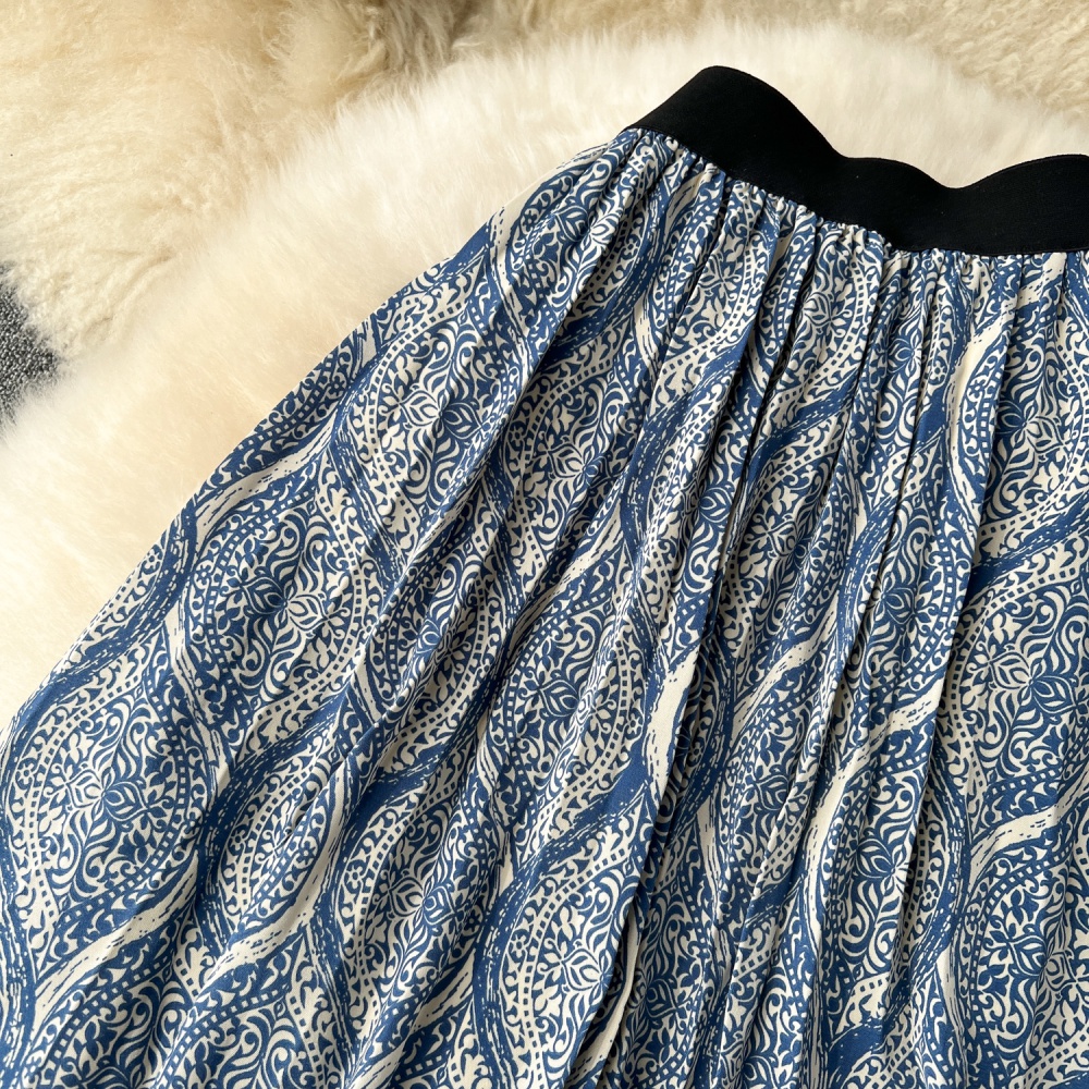 Elastic waist chiffon A-line spring skirt for women