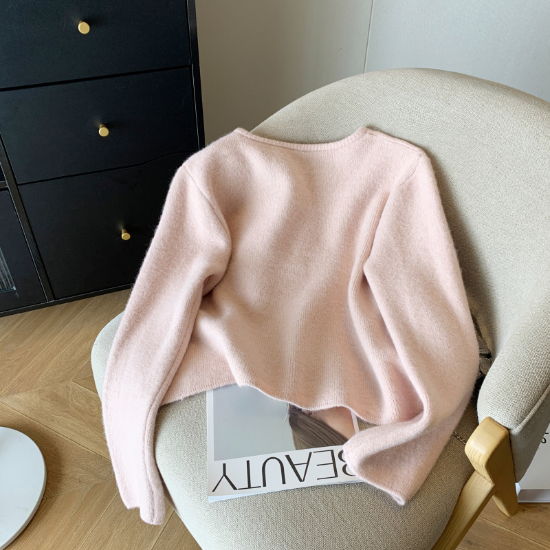 Korean style knitted coat irregular tops for women