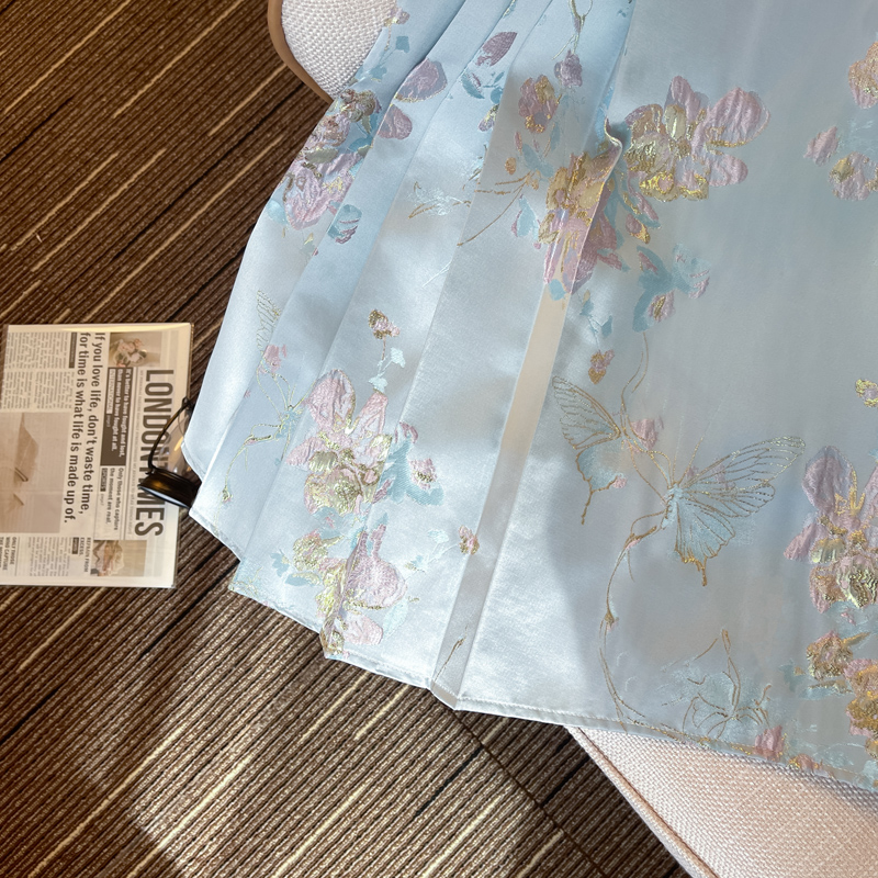Blue spring Chinese style light skirt