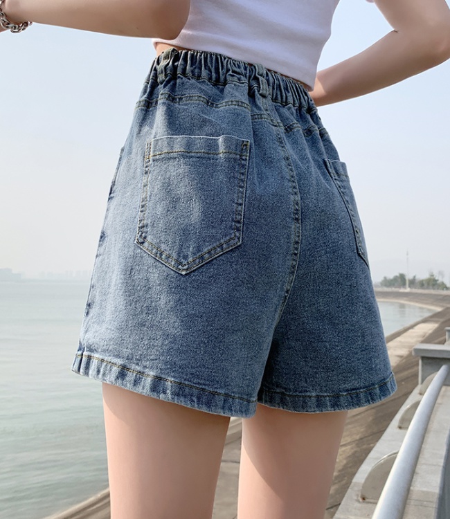 Pseudo-two culottes washed short skirt for women